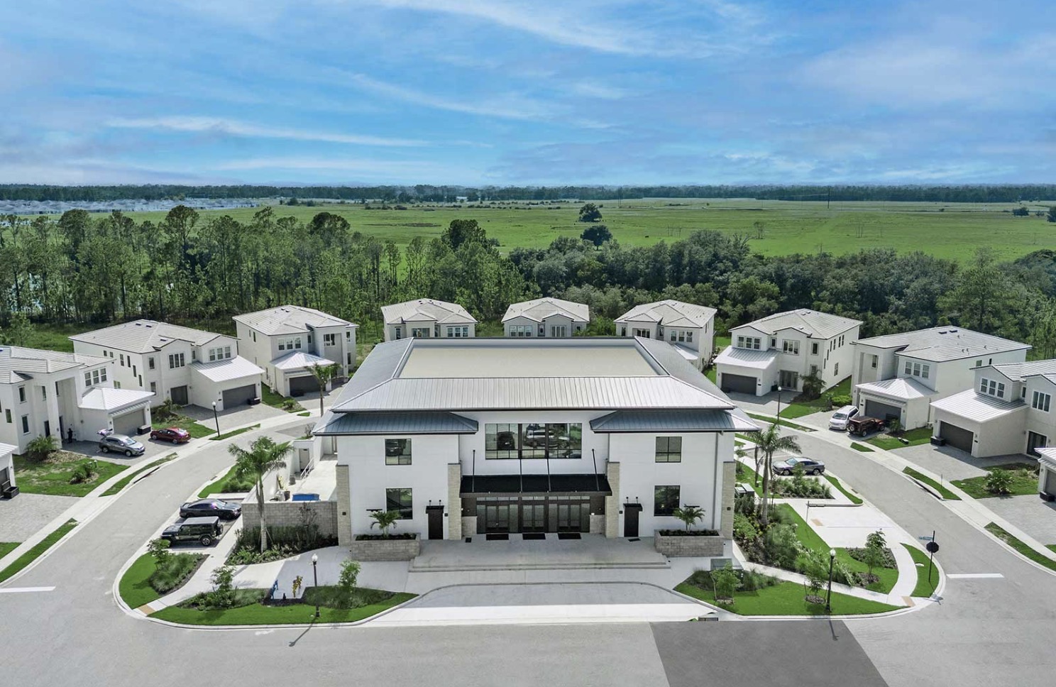 Aerial view of the Villatel Village at Solterra clubhouse